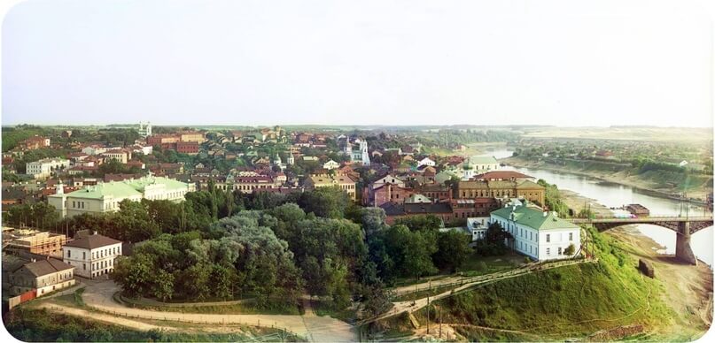 Вид на Витебск и Учительский институт. 1912 год. Фотография в цвете Вид на Витебск и Учительский институт. 1912 год. Фотография в цвете